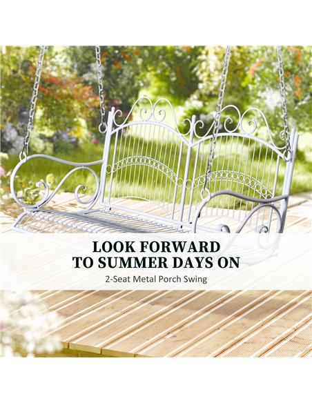 Outsunny Metal 2-Seater Outdoor Garden Swing Bench White 84A-071 - pic 64410 | FastDaddyshop