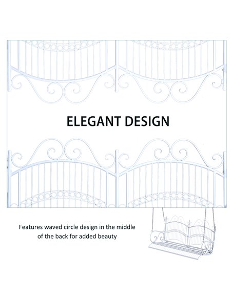 Outsunny Metal 2-Seater Outdoor Garden Swing Bench White 84A-071 - pic 64411 | FastDaddyshop