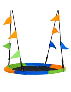 Outsunny Saucer Tree Swing for Kids, Adjustable Rope, Waterproof Seat, Steel Frame for Backyard, Green 344-031
