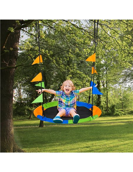 Outsunny Saucer Tree Swing for Kids, Adjustable Rope, Waterproof Seat, Steel Frame for Backyard, Green 344-031 - pic 64417 | FastDaddyshop