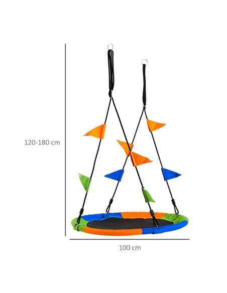 Outsunny Saucer Tree Swing for Kids, Adjustable Rope, Waterproof Seat, Steel Frame for Backyard, Green 344-031 - pic 64418 | FastDaddyshop