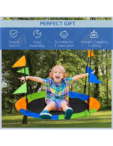 Outsunny Saucer Tree Swing for Kids, Adjustable Rope, Waterproof Seat, Steel Frame for Backyard, Green 344-031 - pic 64419 | FastDaddyshop