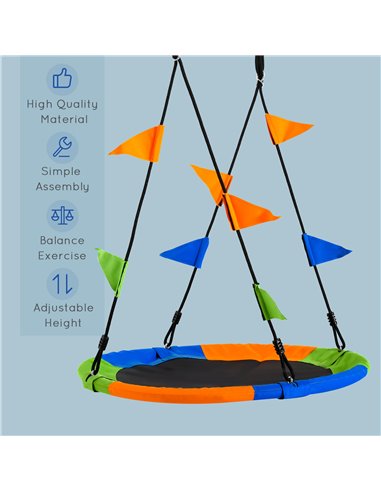 Outsunny Saucer Tree Swing for Kids, Adjustable Rope, Waterproof Seat, Steel Frame for Backyard, Green 344-031