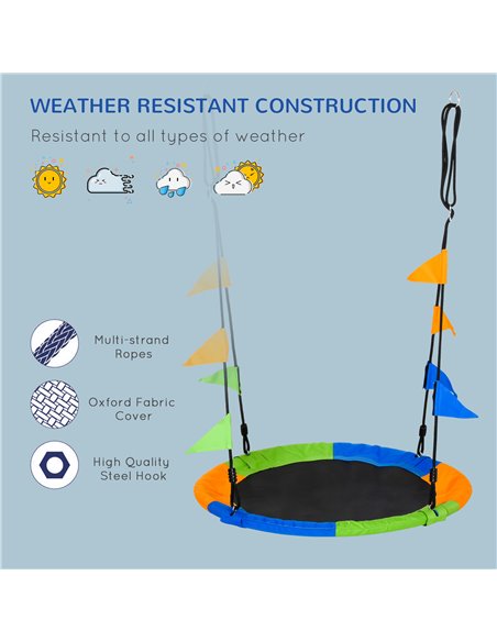 Outsunny Saucer Tree Swing for Kids, Adjustable Rope, Waterproof Seat, Steel Frame for Backyard, Green 344-031 - pic 64421 | FastDaddyshop