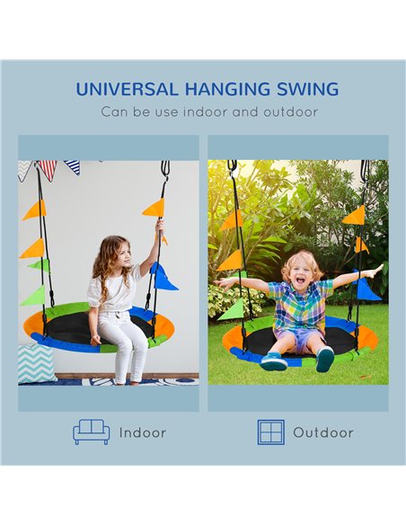 Outsunny Saucer Tree Swing for Kids, Adjustable Rope, Waterproof Seat, Steel Frame for Backyard, Green 344-031 - pic 64422 | FastDaddyshop
