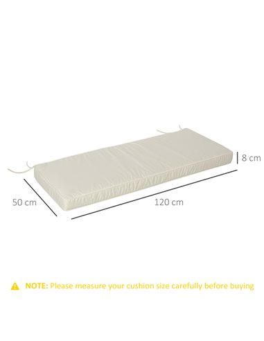 Outsunny Loveseat Bench Cushion 2 Seater Seat Pad for Swing Furniture, Versatile for Indoor & Outdoor, Cream White 84B-516V71CW