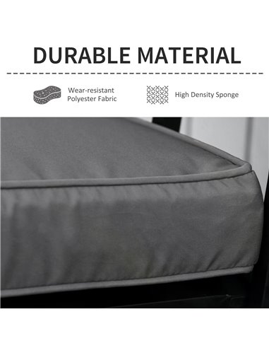 Outsunny 2-Seater Garden Bench Cushion, Loveseat Pad for Patio Swing Furniture, Indoor & Outdoor Use, Grey 84B-516V71CG