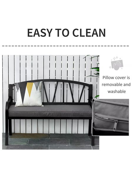 Outsunny 2-Seater Garden Bench Cushion, Loveseat Pad for Patio Swing Furniture, Indoor & Outdoor Use, Grey 84B-516V71CG - pic 64457 | FastDaddyshop