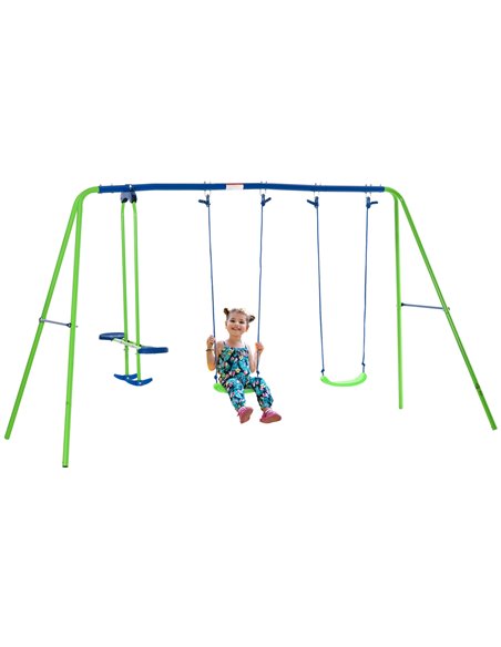 Outsunny Metal Swings & Seesaw Set Double Seats, Green 344-035 - pic 64461 | FastDaddyshop