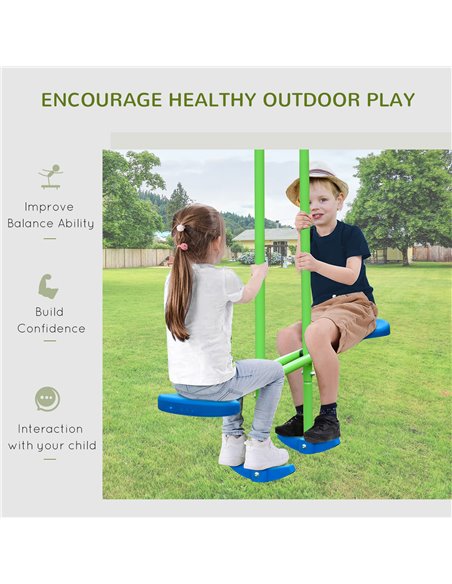 Outsunny Metal Swings & Seesaw Set Double Seats with a Height Adjustable Children Outdoor Backyard Play Set for Toddlers Over 3  - pic 64464 | FastDaddyshop
