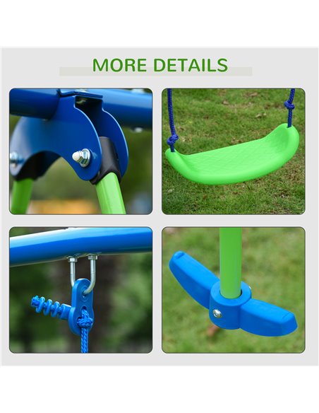 Outsunny Metal Swings & Seesaw Set Double Seats with a Height Adjustable Children Outdoor Backyard Play Set for Toddlers Over 3  - pic 64466 | FastDaddyshop