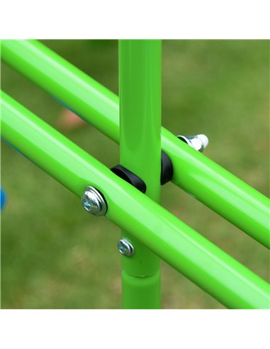 Outsunny Metal Swings & Seesaw Set Double Seats with a Height Adjustable Children Outdoor Backyard Play Set for Toddlers Over 3 