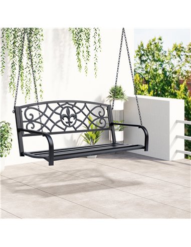Outsunny Outdoor Porch Swing Seat Bench with Chains for the Yard, Deck, & Backyard, Black 84A-064