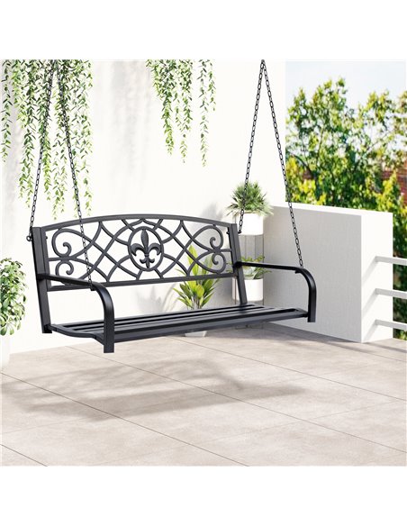 Outsunny Outdoor Porch Swing Seat Bench with Chains for the Yard, Deck, & Backyard, Black 84A-064 - pic 64471 | FastDaddyshop