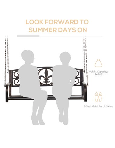 Outsunny Outdoor Porch Swing Seat Bench with Chains for the Yard, Deck, & Backyard, Black 84A-064