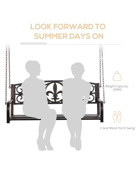 Outsunny Outdoor Porch Swing Seat Bench with Chains for the Yard, Deck, & Backyard, Black 84A-064 - pic 64473 | FastDaddyshop