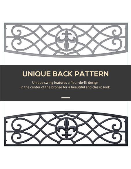 Outsunny Outdoor Porch Swing Seat Bench with Chains for the Yard, Deck, & Backyard, Black 84A-064 - pic 64475 | FastDaddyshop