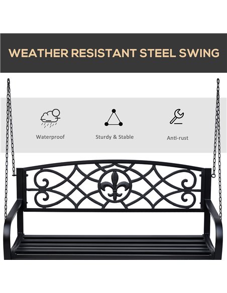 Outsunny Outdoor Porch Swing Seat Bench with Chains for the Yard, Deck, & Backyard, Black 84A-064 - pic 64476 | FastDaddyshop
