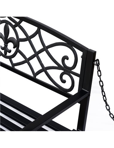 Outsunny Outdoor Porch Swing Seat Bench with Chains for the Yard, Deck, & Backyard, Black 84A-064