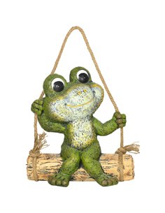 Outsunny Hanging GardenВ Statue, Vivid Frog on Swing Art Sculpture, Outdoor Ornament Home Decoration, Green 844-664V00MX