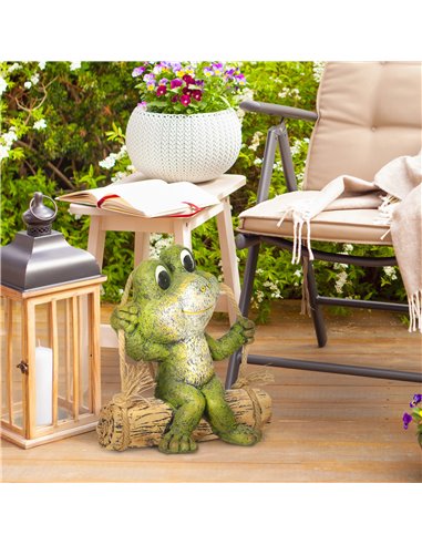 Outsunny Hanging GardenВ Statue, Vivid Frog on Swing Art Sculpture, Outdoor Ornament Home Decoration, Green 844-664V00MX
