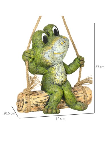 Outsunny Hanging GardenВ Statue, Vivid Frog on Swing Art Sculpture, Outdoor Ornament Home Decoration, Green 844-664V00MX