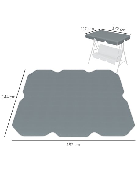 Outsunny Garden Swing Canopy Replacement 2 Seater with Tubular Framework, Swing Seat Replacement Cover, UV50+ Sun Shade (Canopy  - pic 64517 | FastDaddyshop