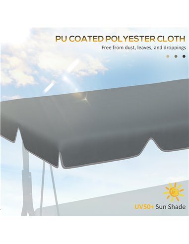 Outsunny Garden Swing Canopy Replacement 2 Seater with Tubular Framework, Swing Seat Replacement Cover, UV50+ Sun Shade (Canopy 