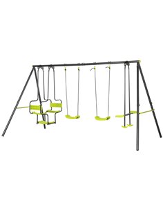 Outsunny Metal Garden Swing Set with Double Swings Glider Swing Seats Green 344-061V00GN