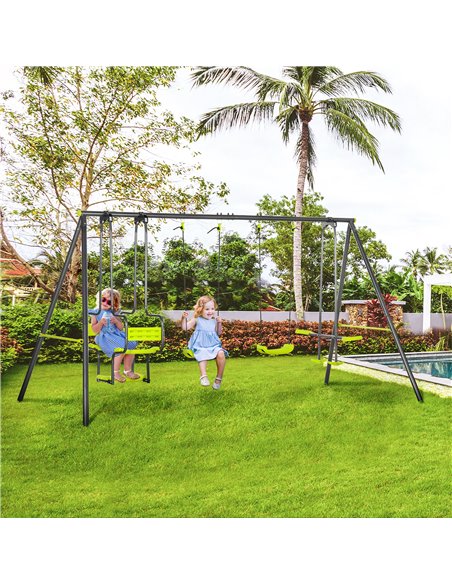 Outsunny Metal Garden Swing Set with Double Swings Glider Swing Seats Green 344-061V00GN - pic 64534 | FastDaddyshop