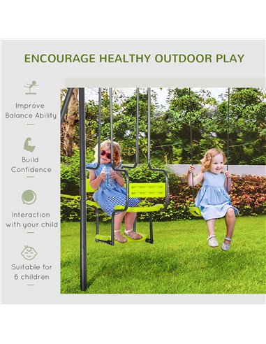 Outsunny Metal Garden Swing Set with Double Swings Glider Swing Seats Green 344-061V00GN