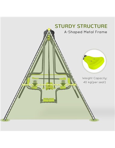 Outsunny Metal Garden Swing Set with Double Swings Glider Swing Seats Green 344-061V00GN