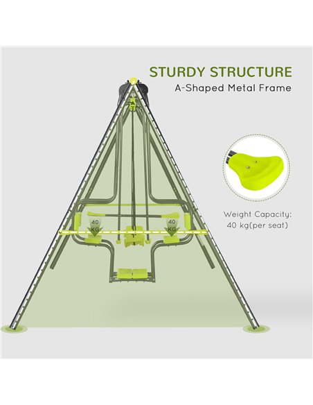 Outsunny Metal Garden Swing Set with Double Swings Glider Swing Seats Green 344-061V00GN - pic 64538 | FastDaddyshop
