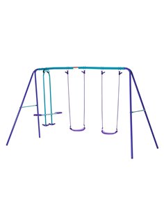 Outsunny Height Adjustable Metal Swing Set, Dark Blue & Purple 344-035VT