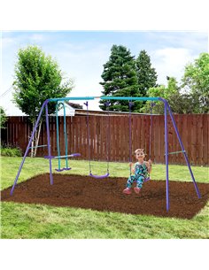 Outsunny Height Adjustable Metal Swing Set, Dark Blue & Purple 344-035VT 2