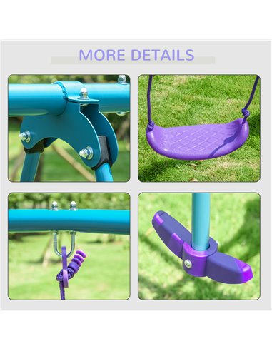 Outsunny Height Adjustable Metal Swing Set with Glider, Two Swing Seats and Adjustable Height, Outdoor Heavy Duty A-Frame 344-03
