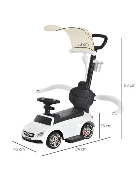 HOMCOM 3 in 1 Ride On Push Along Car Mercedes Benz for Toddlers Stroller Sliding Walking Car with Horn Sound Safety Bar for 1-3  - pic 6457 | FastDaddyshop