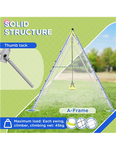 Outsunny 4 in 1 Metal Garden Swing Set with Double Swings Climber Climbing Net Green 344-078V00GN
