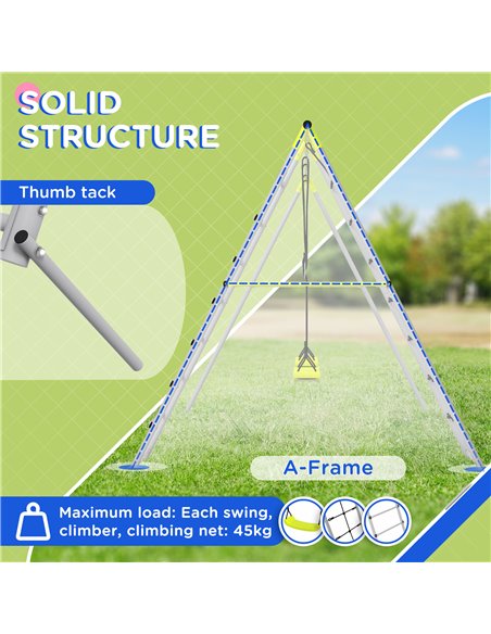 Outsunny 4 in 1 Metal Garden Swing Set with Double Swings Climber Climbing Net Green 344-078V00GN - pic 64581 | FastDaddyshop