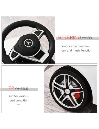 HOMCOM 3 in 1 Ride On Push Along Car Mercedes Benz for Toddlers Stroller Sliding Walking Car with Horn Sound Safety Bar for 1-3 