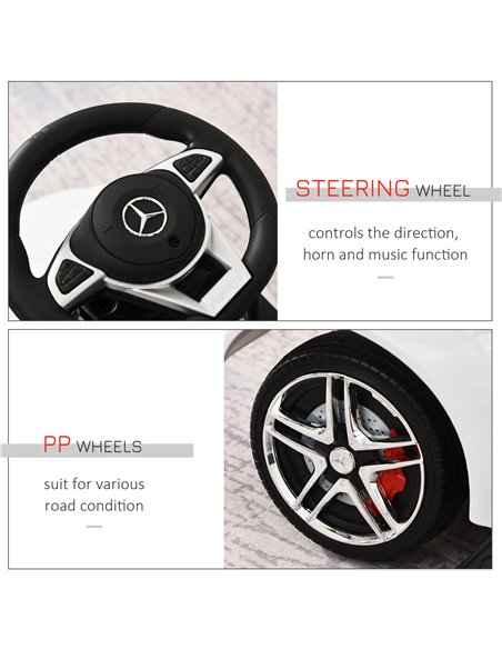 HOMCOM 3 in 1 Ride On Push Along Car Mercedes Benz for Toddlers Stroller Sliding Walking Car with Horn Sound Safety Bar for 1-3  - pic 6459 | FastDaddyshop