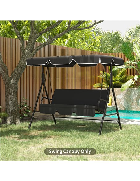 Outsunny 2 Seater Garden Swing Canopy Replacement Cover, UV50+ Sun Shade (Canopy Only), Black 84A-287V00BK - pic 64606 | FastDaddyshop