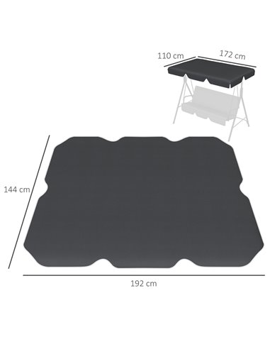 Outsunny 2 Seater Garden Swing Canopy Replacement Cover, UV50+ Sun Shade (Canopy Only), Black 84A-287V00BK