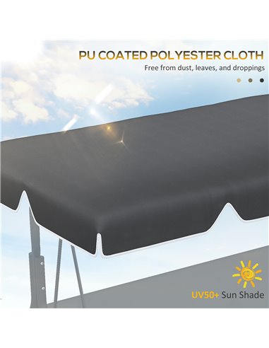 Outsunny 2 Seater Garden Swing Canopy Replacement Cover, UV50+ Sun Shade (Canopy Only), Black 84A-287V00BK