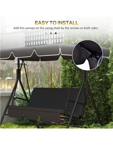 Outsunny 2 Seater Garden Swing Canopy Replacement Cover, UV50+ Sun Shade (Canopy Only), Black 84A-287V00BK