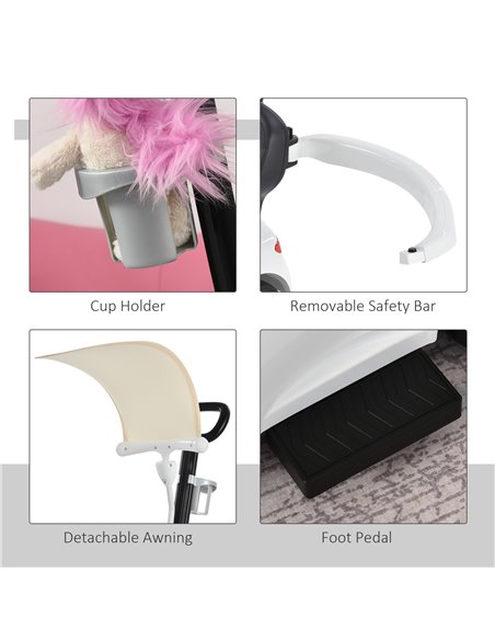 HOMCOM 3 in 1 Ride On Push Along Car Mercedes Benz for Toddlers Stroller Sliding Walking Car with Horn Sound Safety Bar for 1-3  - pic 6461 | FastDaddyshop