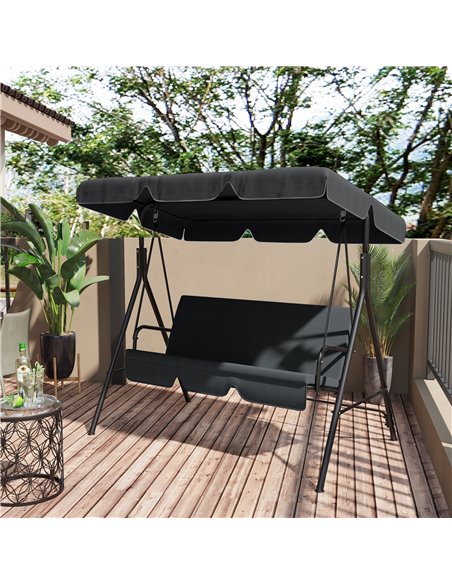 Outsunny 2 Seater Garden Swing Canopy Replacement Cover, UV50+ Sun Shade (Canopy Only), Black 84A-287V00BK - pic 64610 | FastDaddyshop