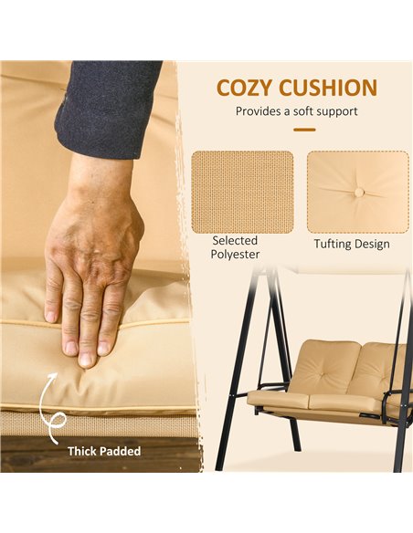 Outsunny Two-Seater Garden Swing Bench, with Adjustable Canopy - Beige 84A-158V02BG - pic 64618 | FastDaddyshop