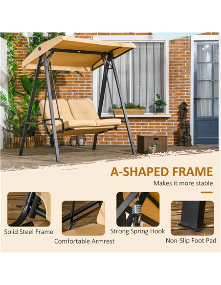 Outsunny Two-Seater Garden Swing Bench, with Adjustable Canopy - Beige 84A-158V02BG - pic 64619 | FastDaddyshop