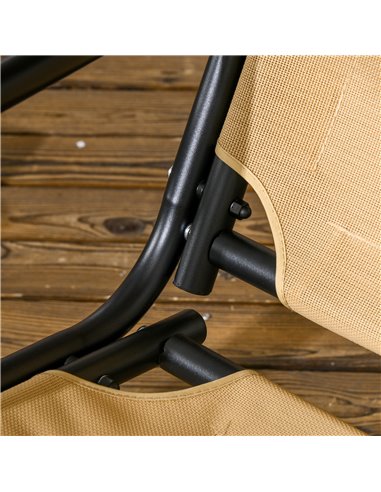 Outsunny Two-Seater Garden Swing Bench, with Adjustable Canopy - Beige 84A-158V02BG